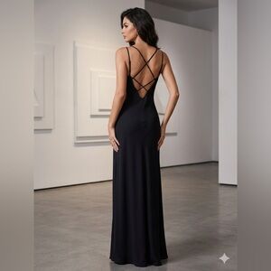 Steppin' Out Black Backless Crisscross Maxi Dress
